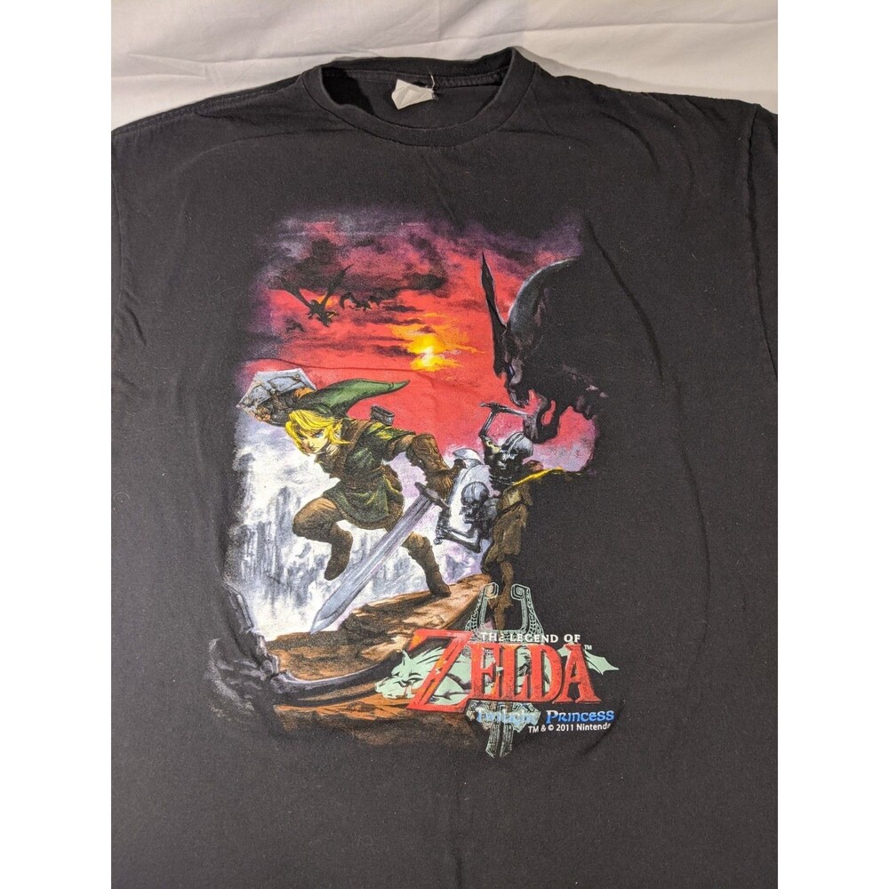 Vintage 2011 Legend of Zelda Twilight Princess Shirt Mens 2XL Black Link Gaming